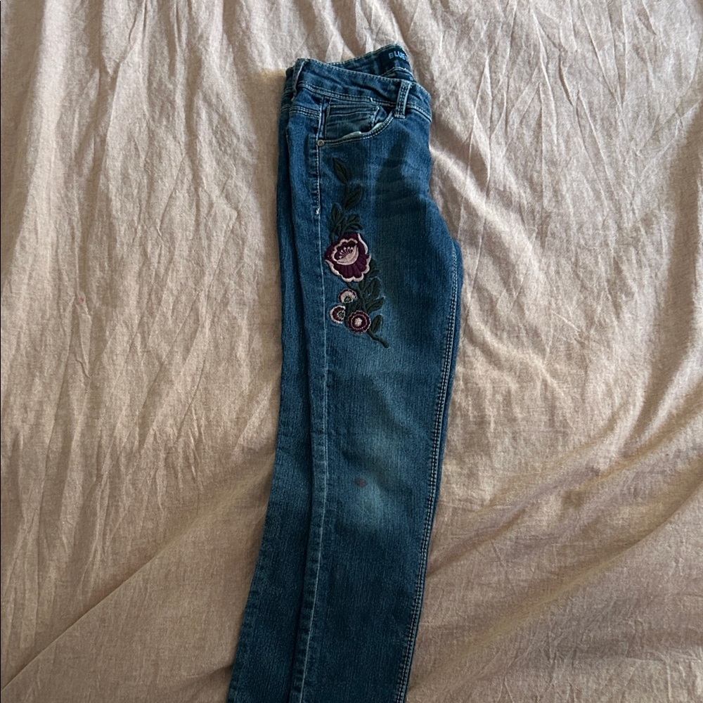 Blue Spice Women's Skinny Jeans with Floral Embroidery